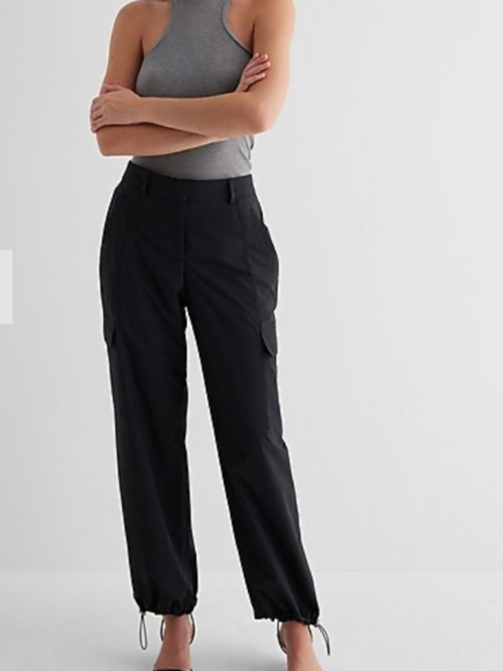 Express High Waisted Nylon Convertible Hem Cargo Trouser Pant Size 0R